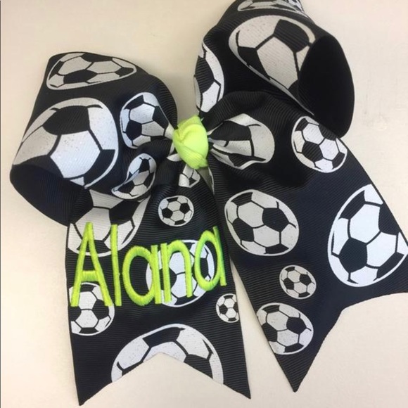 Soccer Hair Bow ANY Name Monogrammed - Picture 2 of 4